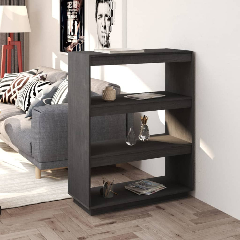 Boekenkast/kamerscherm 80x35x103 cm massief grenenhout grijs MeubelReus