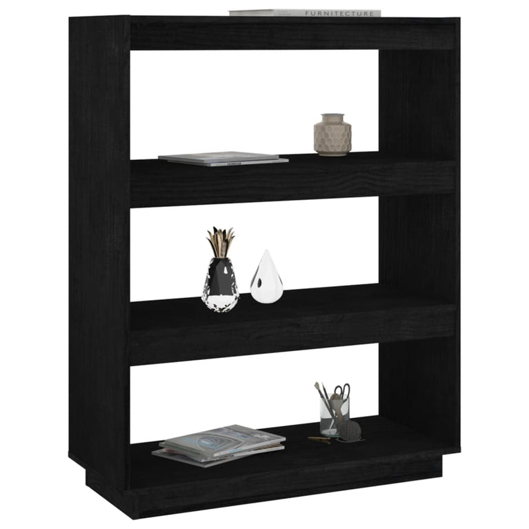 Boekenkast/kamerscherm 80x35x103 cm massief grenenhout zwart MeubelReus