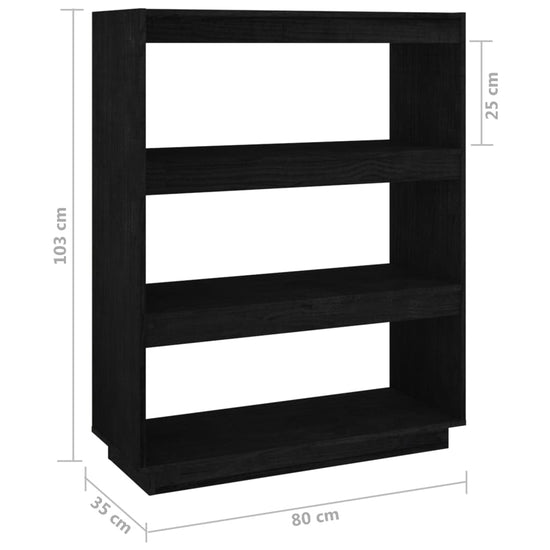 Boekenkast/kamerscherm 80x35x103 cm massief grenenhout zwart MeubelReus