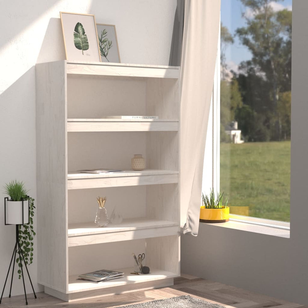 Boekenkast/kamerscherm 80x35x135 cm massief grenenhout wit MeubelReus