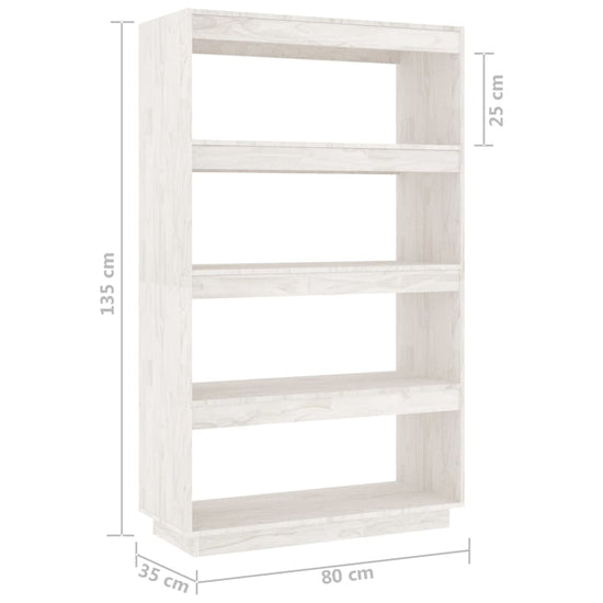 Boekenkast/kamerscherm 80x35x135 cm massief grenenhout wit MeubelReus