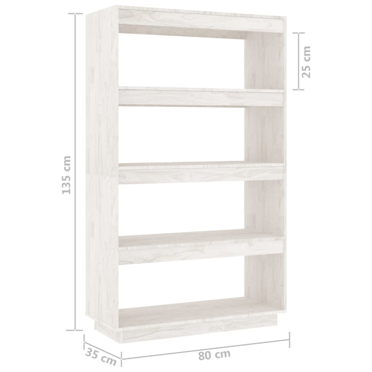 Boekenkast/kamerscherm 80x35x135 cm massief grenenhout wit MeubelReus