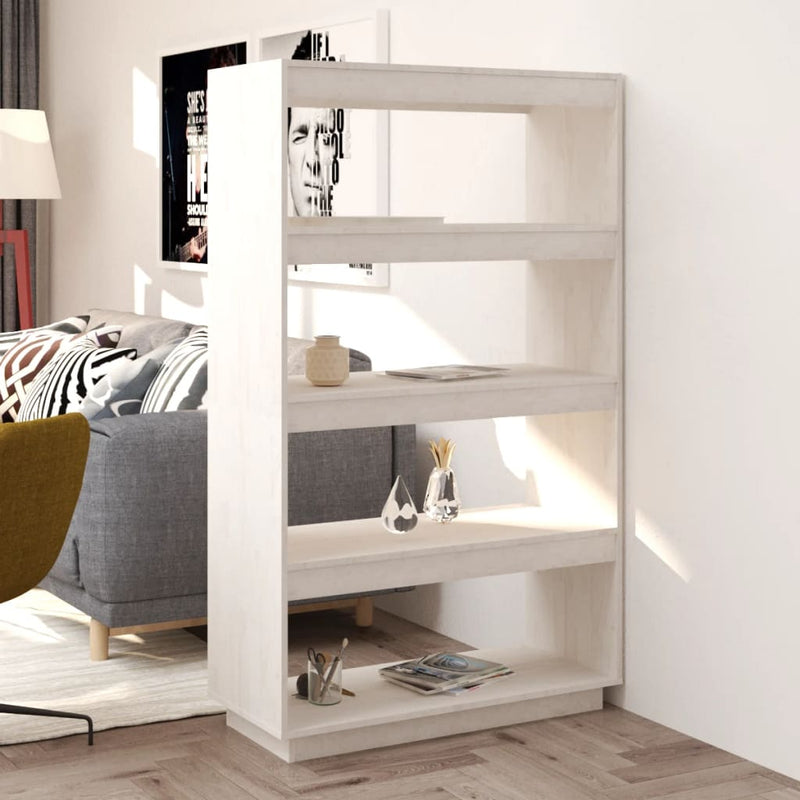 Boekenkast/kamerscherm 80x35x135 cm massief grenenhout wit MeubelReus