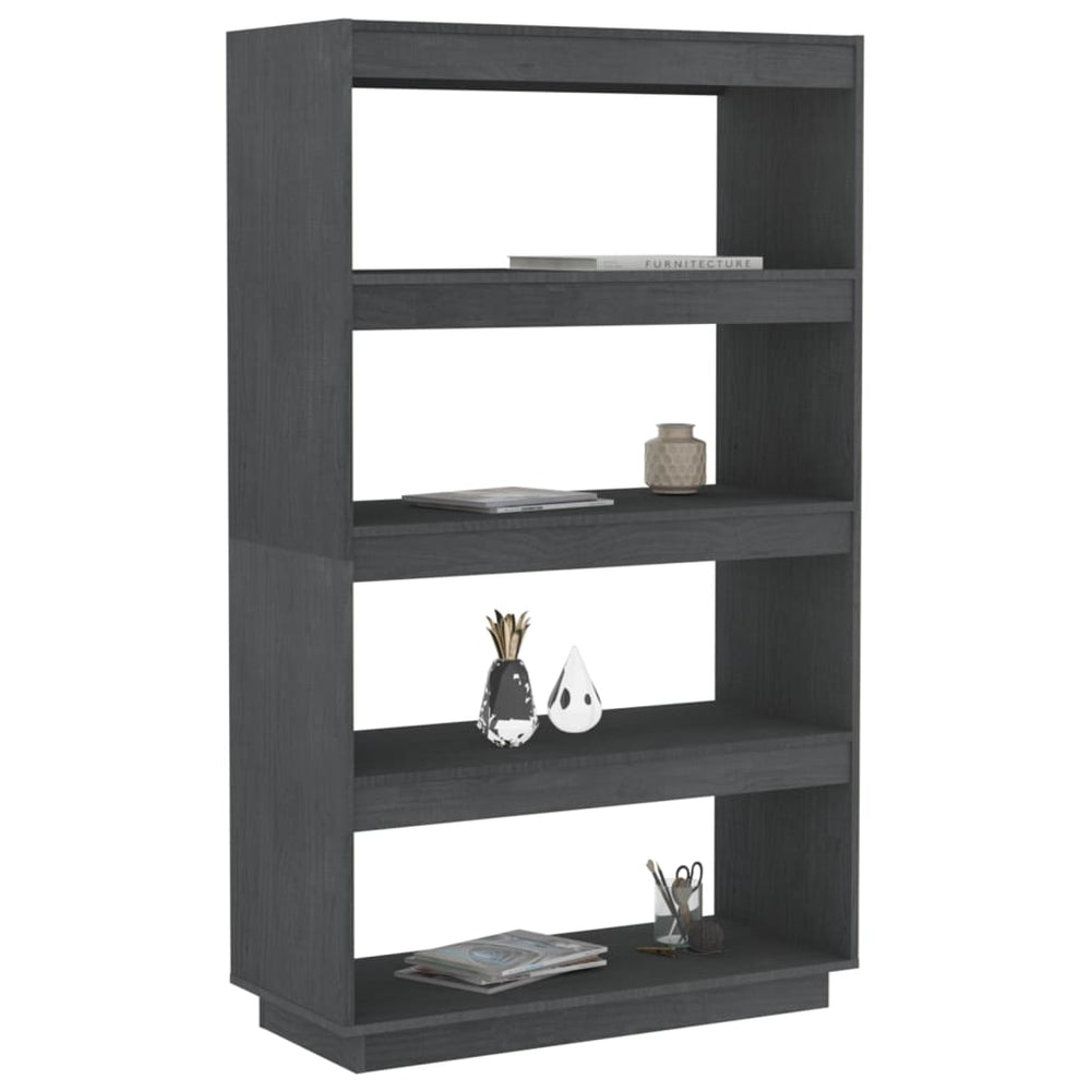 Boekenkast/kamerscherm 80x35x135 cm massief grenenhout grijs MeubelReus