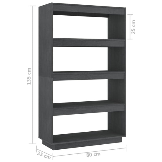 Boekenkast/kamerscherm 80x35x135 cm massief grenenhout grijs MeubelReus