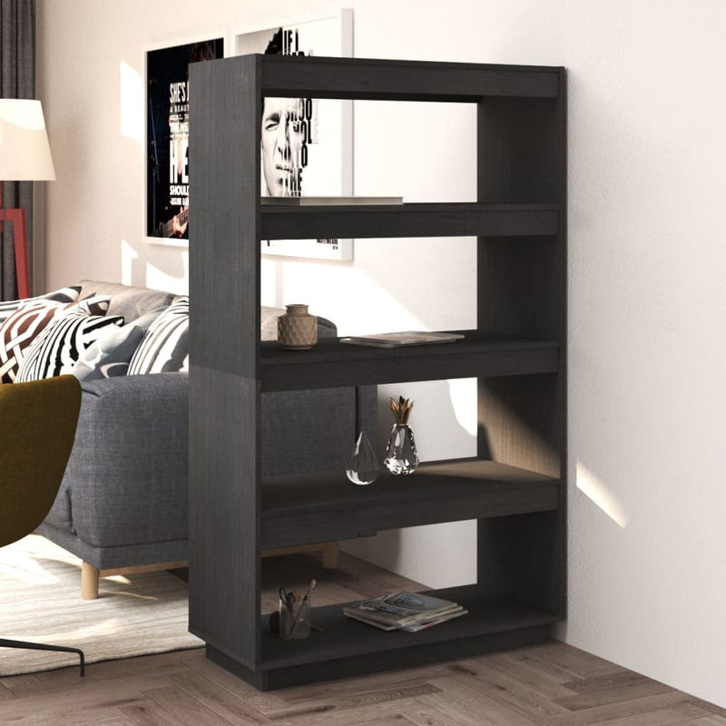 Boekenkast/kamerscherm 80x35x135 cm massief grenenhout grijs MeubelReus