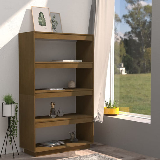 Boekenkast/kamerscherm 80x35x135 cm grenenhout honingbruin MeubelReus