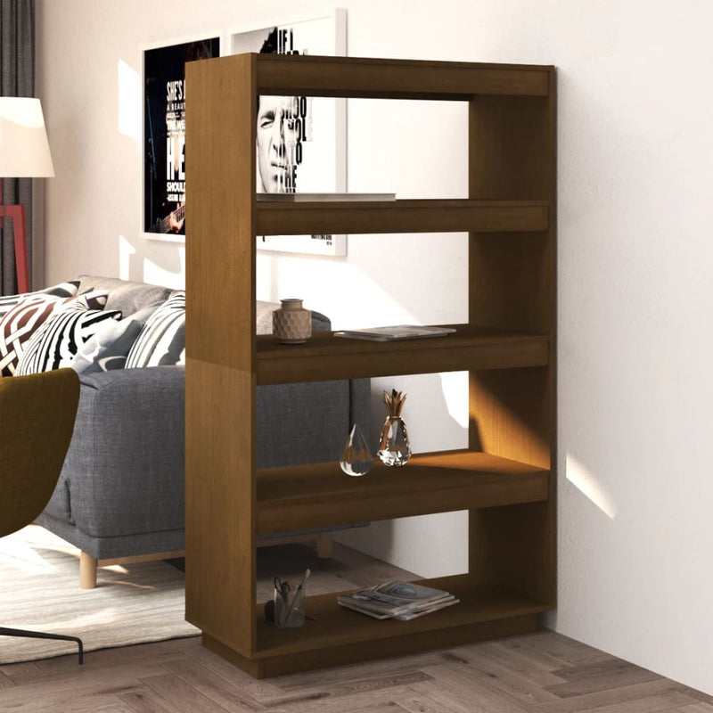 Boekenkast/kamerscherm 80x35x135 cm grenenhout honingbruin MeubelReus