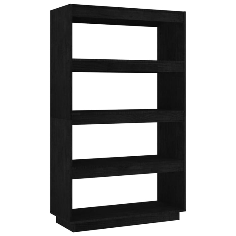 Boekenkast/kamerscherm 80x35x135 cm massief grenenhout zwart MeubelReus