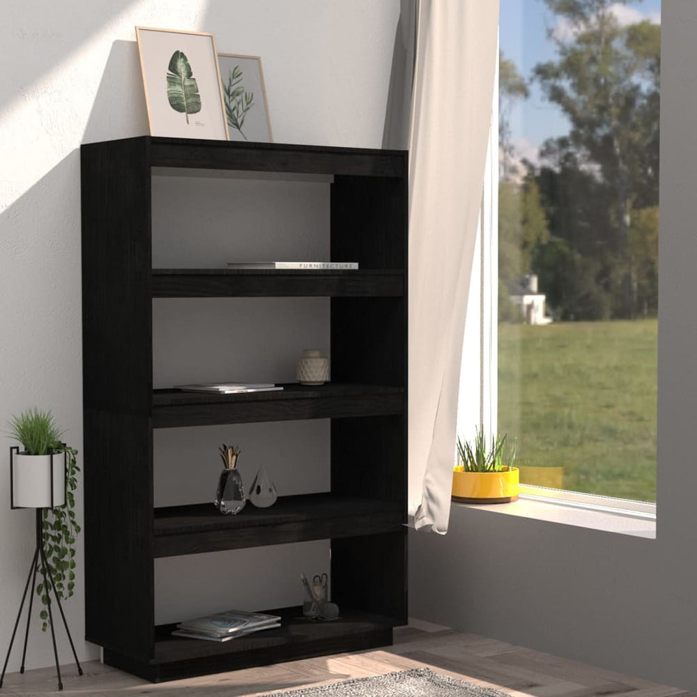 Boekenkast/kamerscherm 80x35x135 cm massief grenenhout zwart MeubelReus