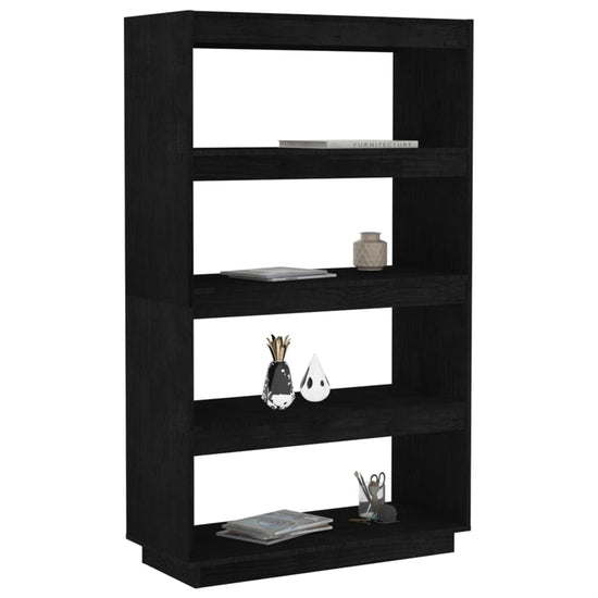 Boekenkast/kamerscherm 80x35x135 cm massief grenenhout zwart MeubelReus