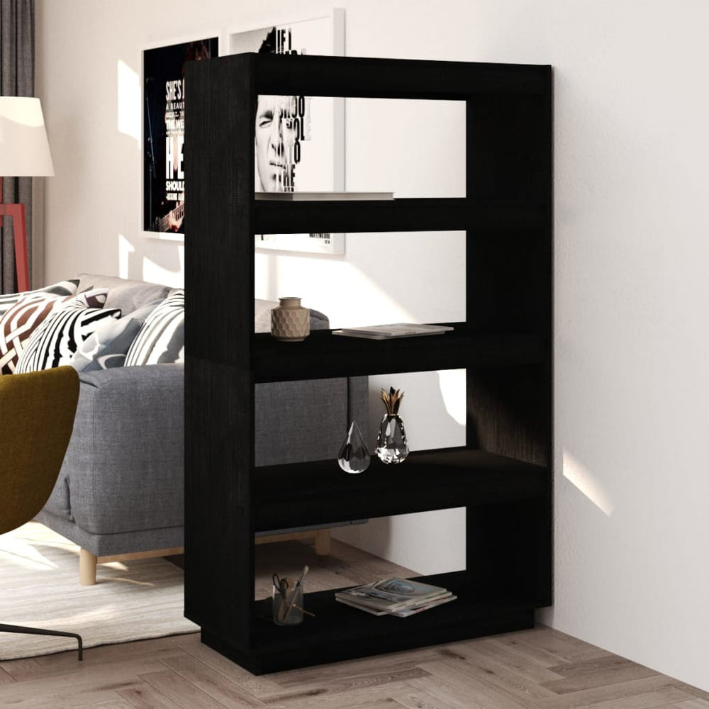 Boekenkast/kamerscherm 80x35x135 cm massief grenenhout zwart MeubelReus