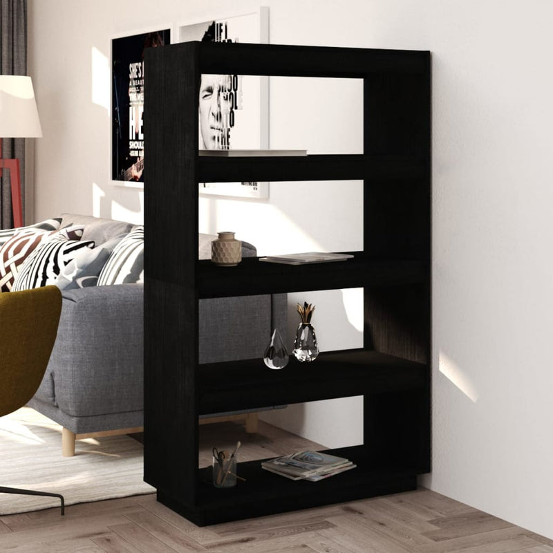 Boekenkast/kamerscherm 80x35x135 cm massief grenenhout zwart MeubelReus