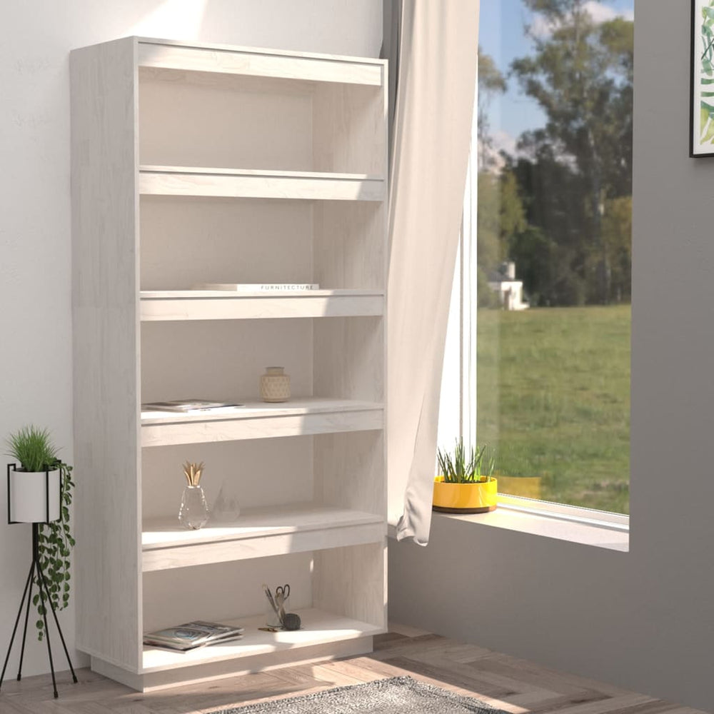 Boekenkast/kamerscherm 80x35x167 cm massief grenenhout wit MeubelReus