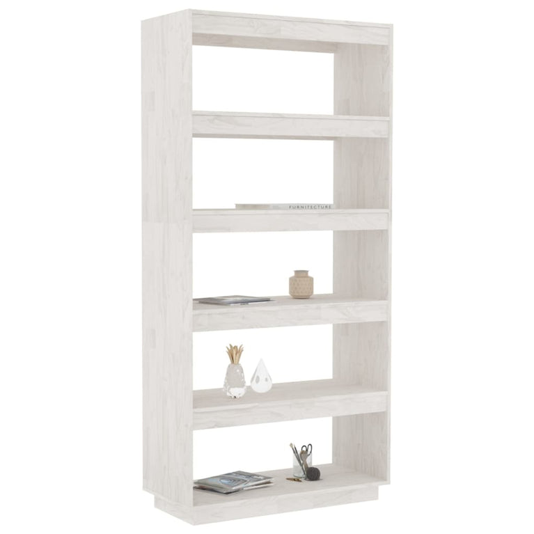 Boekenkast/kamerscherm 80x35x167 cm massief grenenhout wit MeubelReus