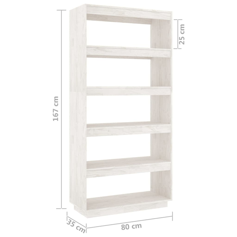 Boekenkast/kamerscherm 80x35x167 cm massief grenenhout wit MeubelReus