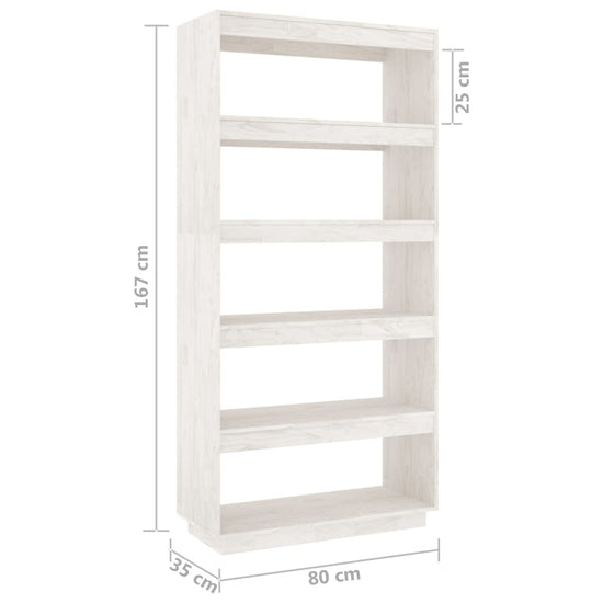 Boekenkast/kamerscherm 80x35x167 cm massief grenenhout wit MeubelReus
