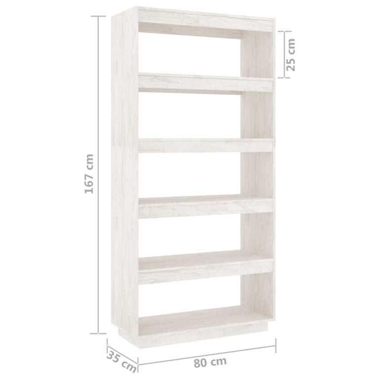 Boekenkast/kamerscherm 80x35x167 cm massief grenenhout wit MeubelReus