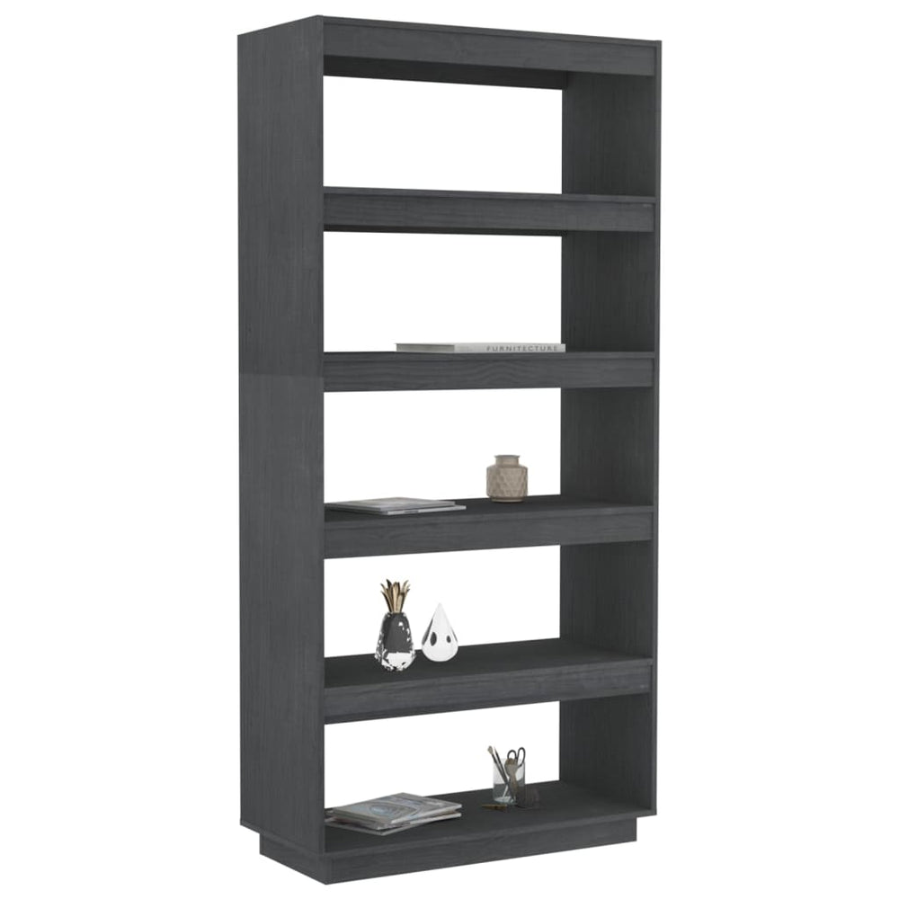 Boekenkast/kamerscherm 80x35x167 cm massief grenenhout grijs MeubelReus