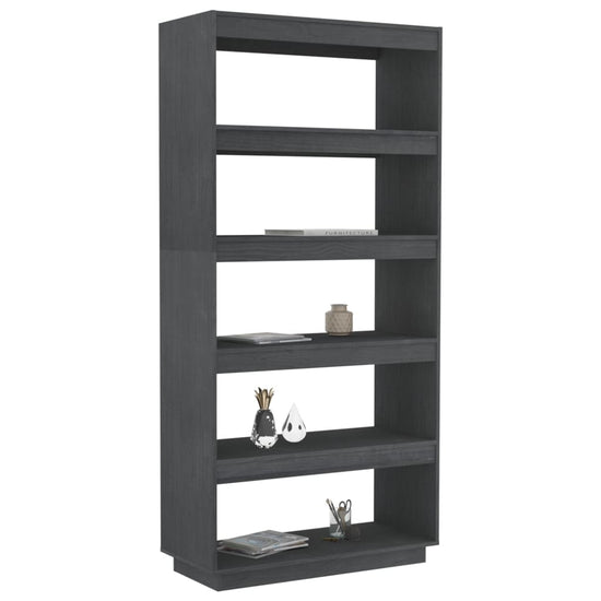 Boekenkast/kamerscherm 80x35x167 cm massief grenenhout grijs MeubelReus