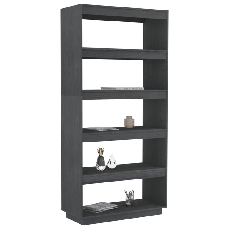 Boekenkast/kamerscherm 80x35x167 cm massief grenenhout grijs MeubelReus