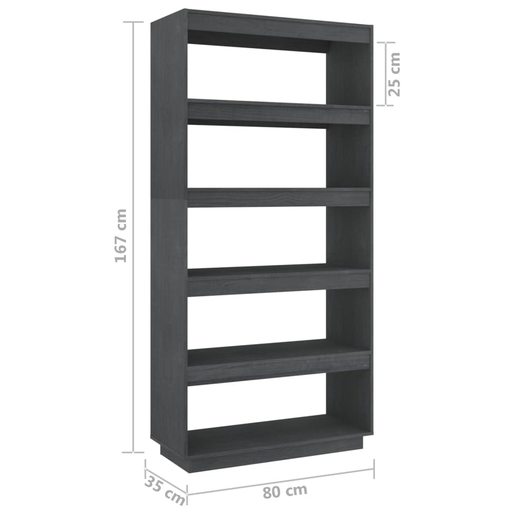 Boekenkast/kamerscherm 80x35x167 cm massief grenenhout grijs MeubelReus
