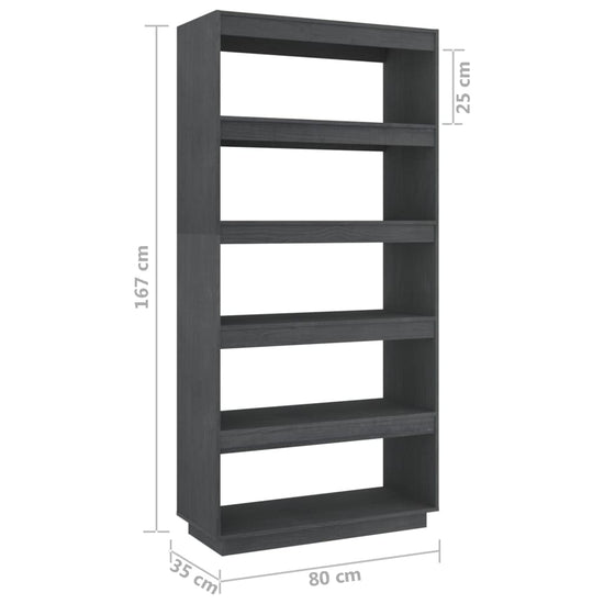 Boekenkast/kamerscherm 80x35x167 cm massief grenenhout grijs MeubelReus