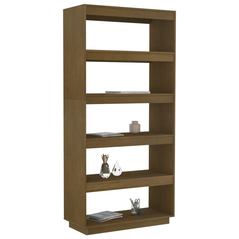 Boekenkast/kamerscherm 80x35x167 cm grenenhout honingbruin MeubelReus
