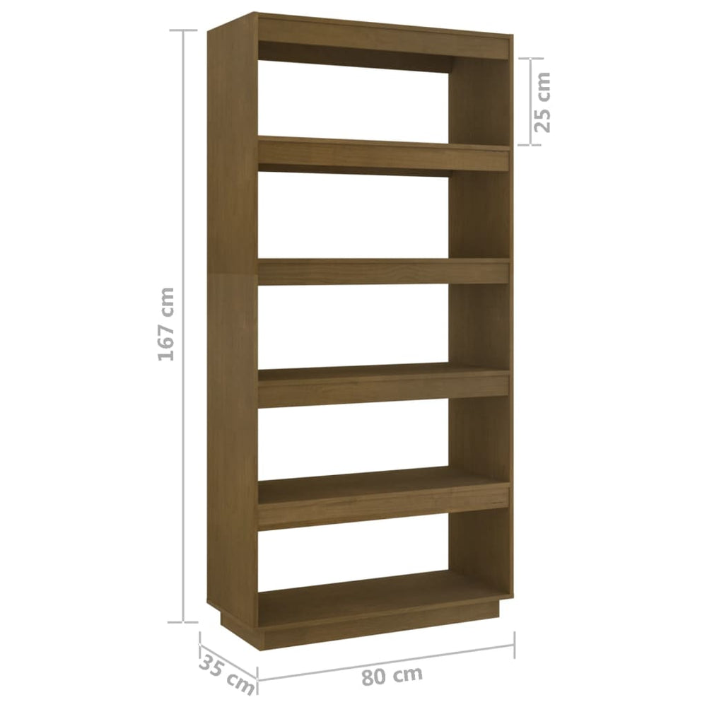 Boekenkast/kamerscherm 80x35x167 cm grenenhout honingbruin MeubelReus