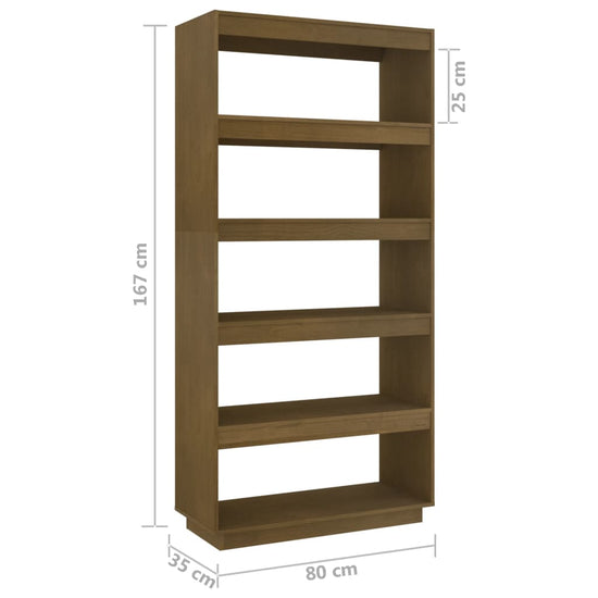 Boekenkast/kamerscherm 80x35x167 cm grenenhout honingbruin MeubelReus