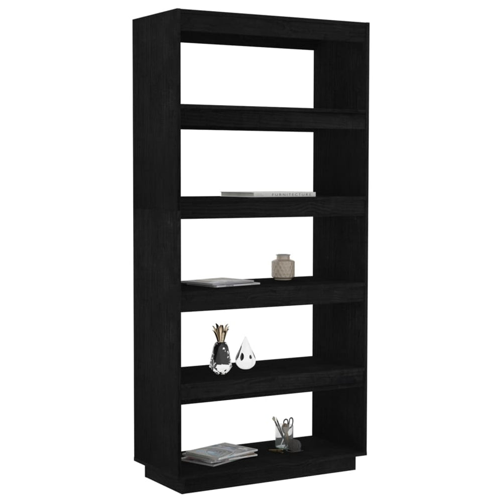 Boekenkast/kamerscherm 80x35x167 cm massief grenenhout zwart MeubelReus