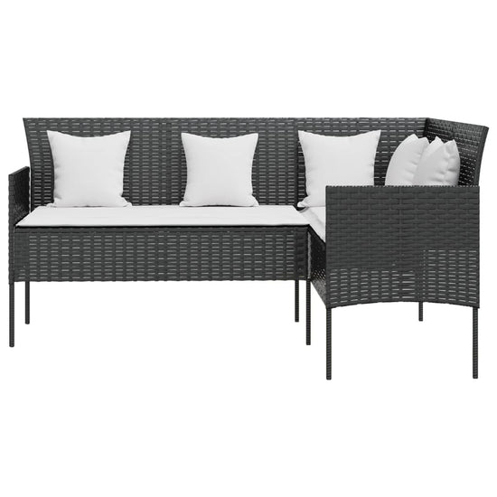 Loungebank met kussens L-vormig poly rattan zwart MeubelReus