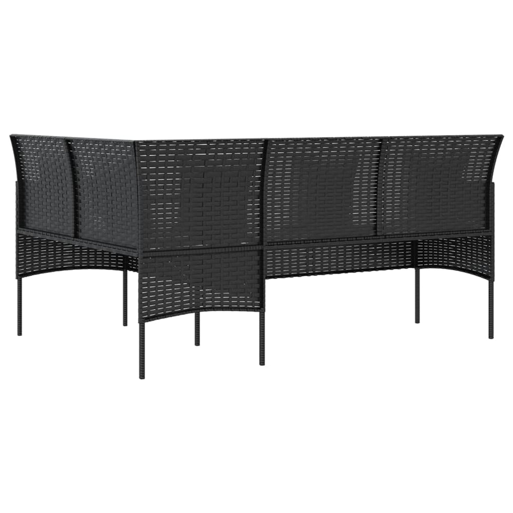 Loungebank met kussens L-vormig poly rattan zwart MeubelReus