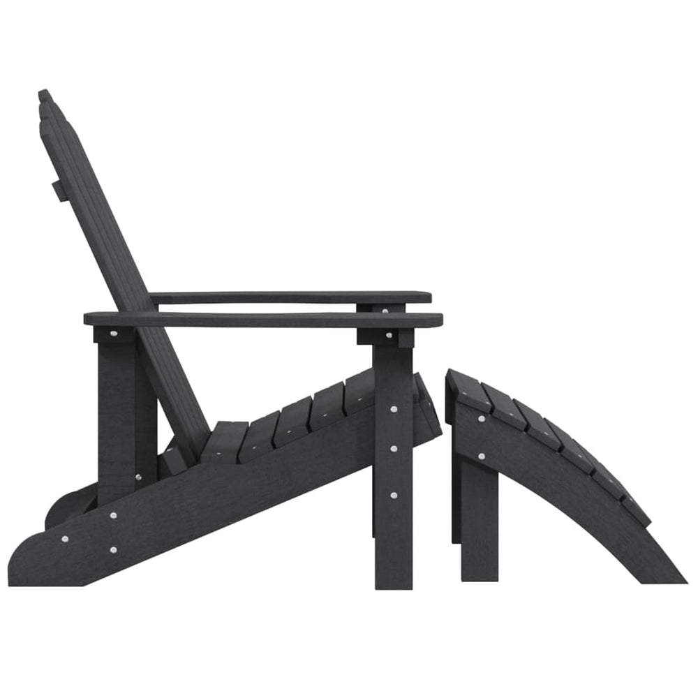 Tuinstoel Adirondack met voetenbank HDPE antracietkleurig MeubelReus