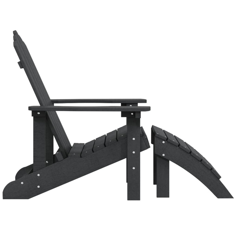 Tuinstoel Adirondack met voetenbank HDPE antracietkleurig MeubelReus