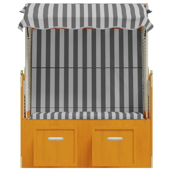 Strandstoel met luifel poly rattan en massief hout wit en grijs MeubelReus