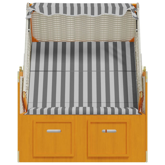 Strandstoel met luifel poly rattan en massief hout wit en grijs MeubelReus
