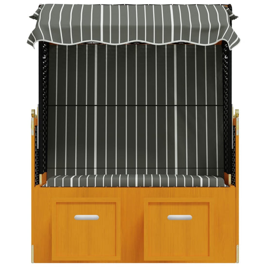Strandstoel met luifel poly rattan en hout zwart en grijs MeubelReus
