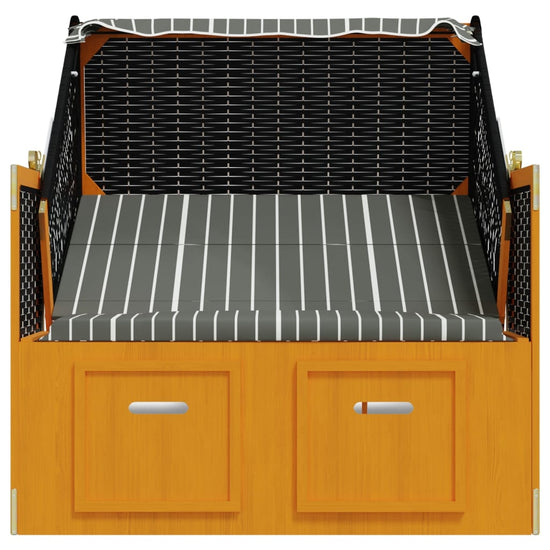 Strandstoel met luifel poly rattan en hout zwart en grijs MeubelReus