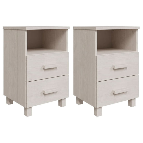 Nachtkastjes HAMAR 2 st 40x35x62 cm massief grenenhout wit MeubelReus