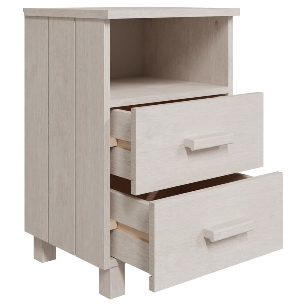 Nachtkastjes HAMAR 2 st 40x35x62 cm massief grenenhout wit MeubelReus