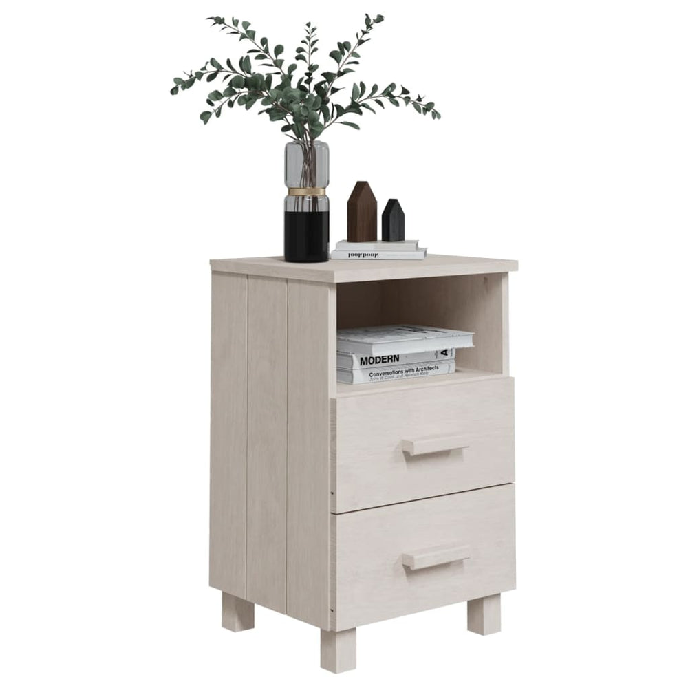 Nachtkastjes HAMAR 2 st 40x35x62 cm massief grenenhout wit MeubelReus