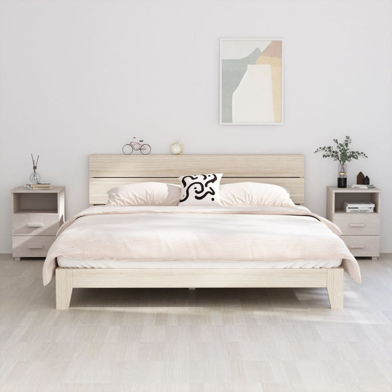 Nachtkastjes HAMAR 2 st 40x35x62 cm massief grenenhout wit MeubelReus