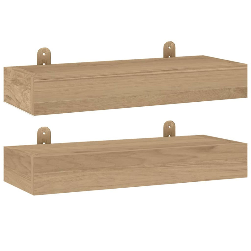 Wandschappen 2 st 40x15x6 cm massief teakhout