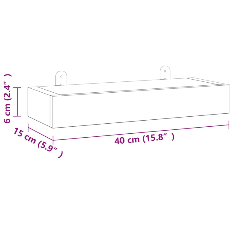Wandschappen 2 st 40x15x6 cm massief teakhout