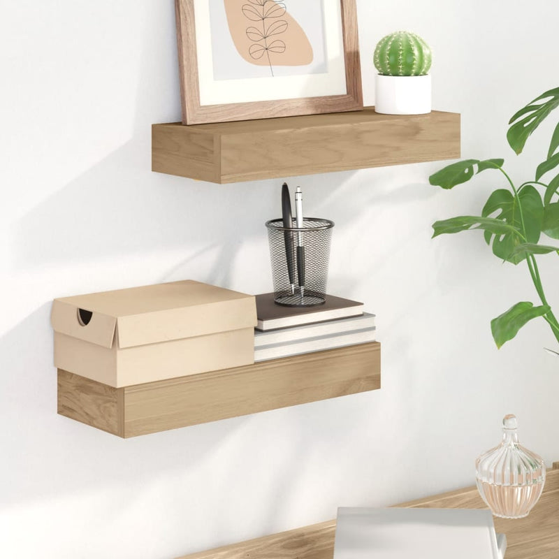 Wandschappen 2 st 40x15x6 cm massief teakhout