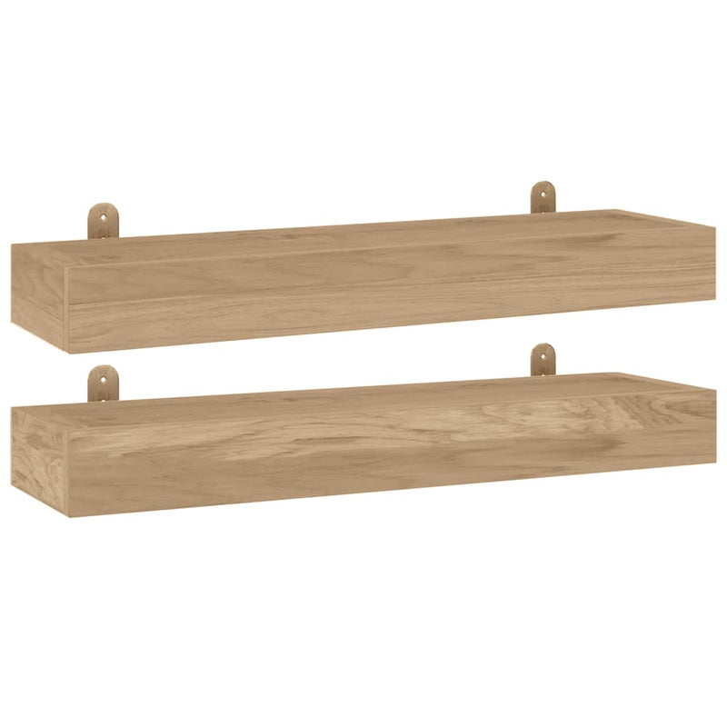 Wandschappen 2 st 60x15x6 cm massief teakhout