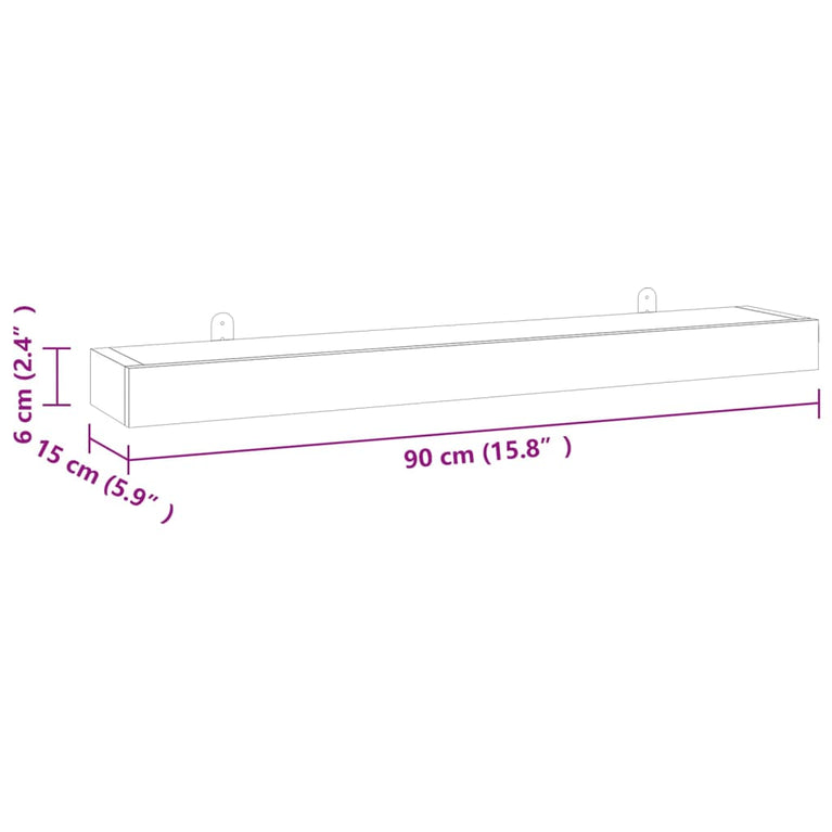 Wandschappen 2 st 90x15x6 cm massief teakhout