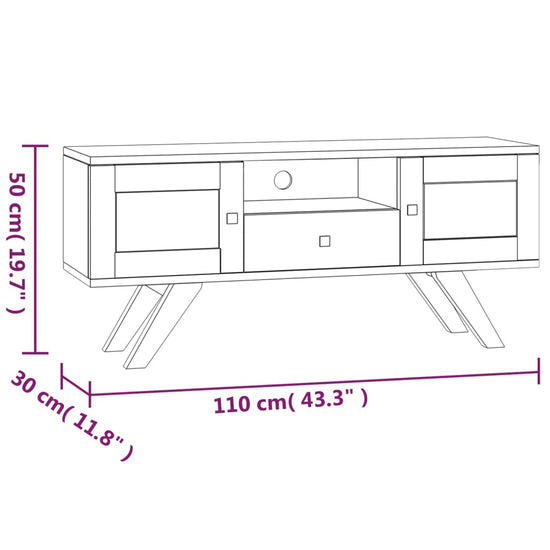 Tv-meubel 110x30x50 cm massief teakhout MeubelReus