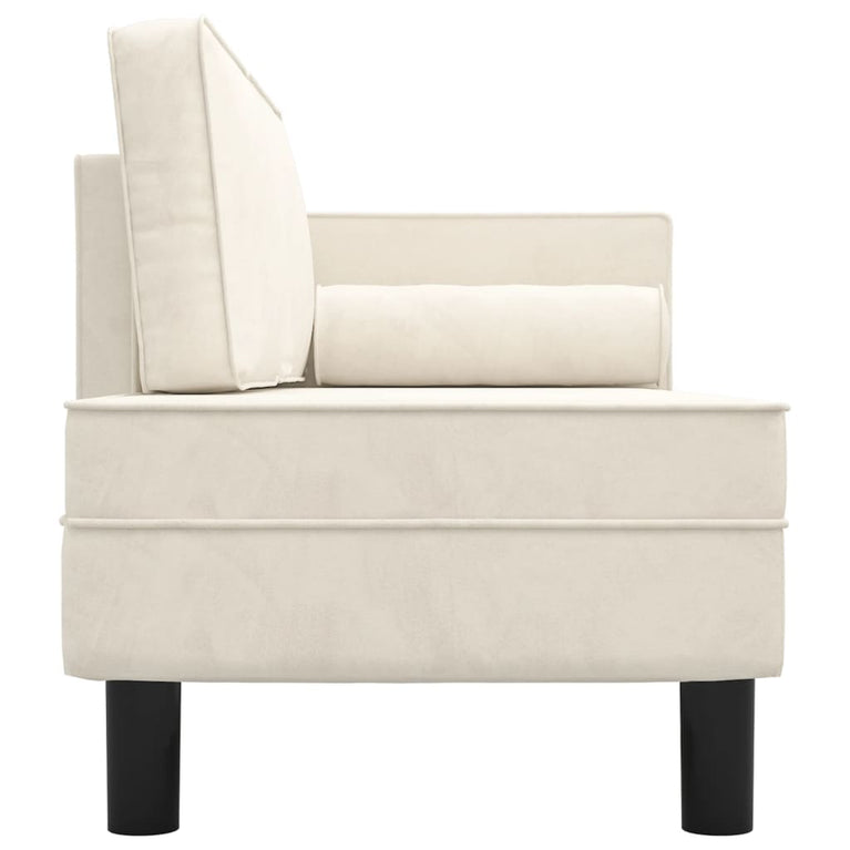 Chaise longue met kussens en bolster fluweel crèmekleurig